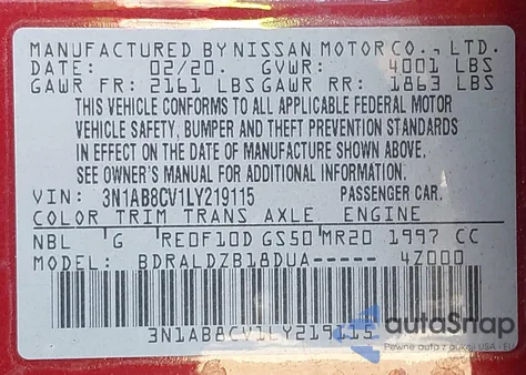 2020 Nissan Sentra Sv Xtronic Cvt from USA, damaged, VIN 3N1AB8CV1LY219115